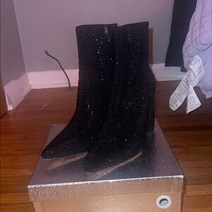Black Glitter Ankle Boots